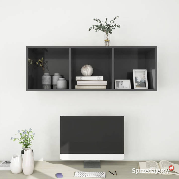 Wisząca szafka pod TV wysoki połysk szara Warszawa