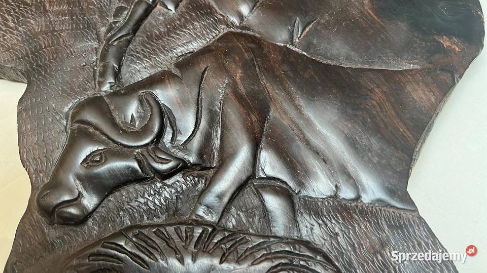 Afrykańska mapa Płaskorzeźba z drewna Lew i Pozostałe Gdańsk