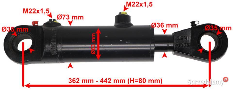Polski SIŁOWNIK Hydrauliczny 63x36 SKOK 80 Do ciągników Solec Kujawski sprzedam