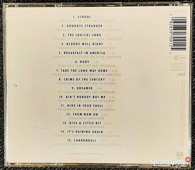 Album CD Kultowego Zespołu SUPERTRAMP The Very Bydgoszcz