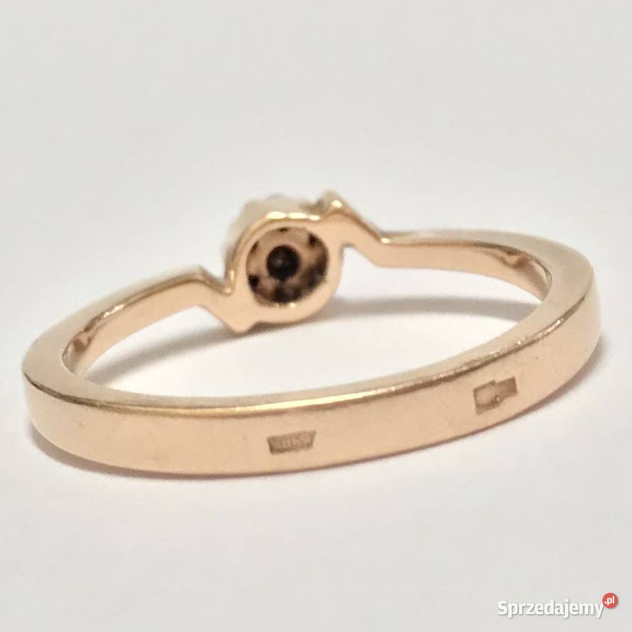 Złoty pierścionek 14K różowe złoto 585 diamenty złoto Warszawa