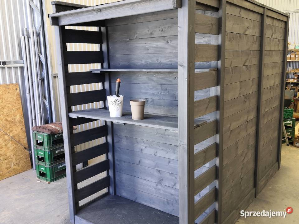 Domek ogrodowy narzędziowy drewutnia stolik