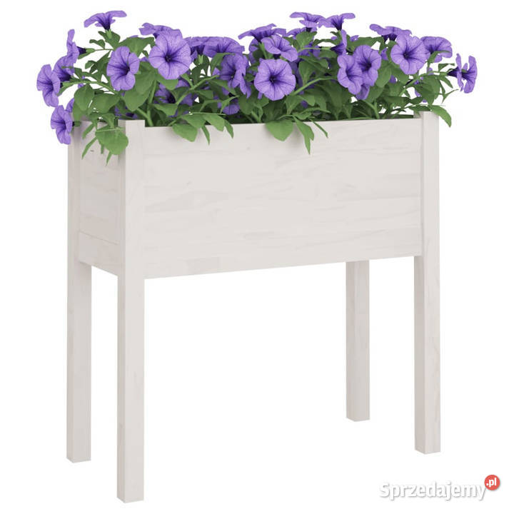 Donice ogrodowe 2 białe 70x31x70 drewno sosnowe mazowieckie