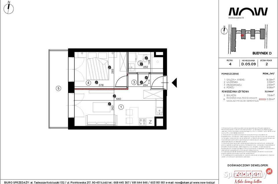 2POKOJOWE MIESZKANIE 329 m 4 PIĘTRO DUŻY BALKON balkon Łódź