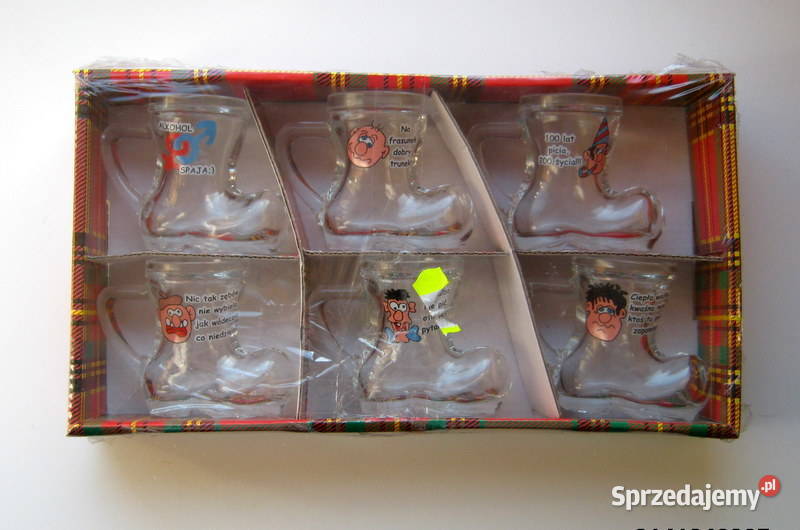 Śmieszne kieliszki z nadrukiem komplet 6 sztuk sprzedam