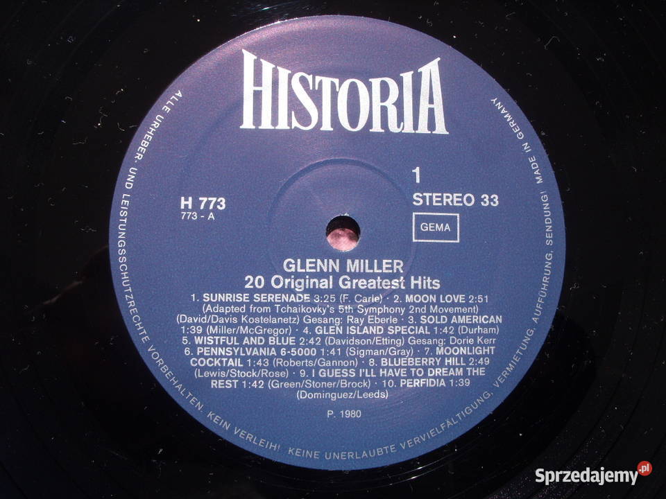 Winyl LP GLENN MILLER20 GREATEST HITS 1980 R Kultura i Rozrywka Wołów