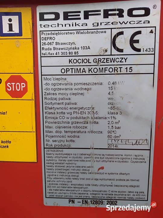 Piec Kocioł Defro Optima Comfort 15 Pierszyce