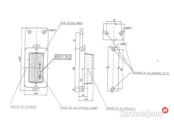 Lampa obrysowa 1224V prostokątna bursztynowa Kamionna