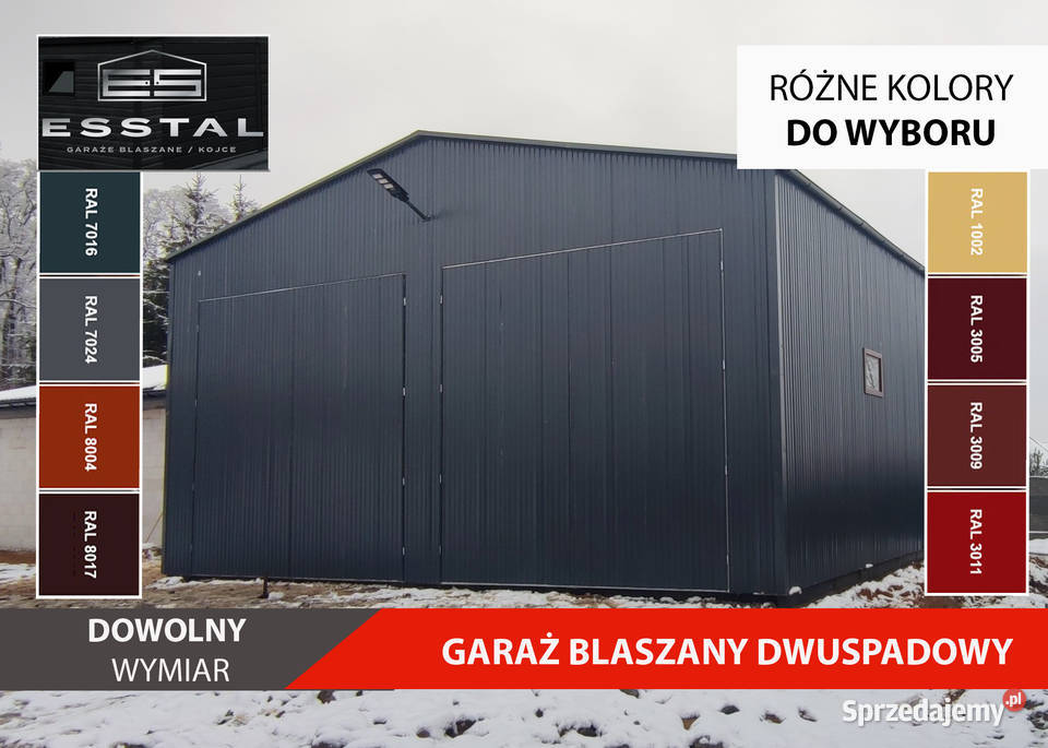 Garaż Blaszany GRAFITOWY Wysokie ściany Wiata Sławno