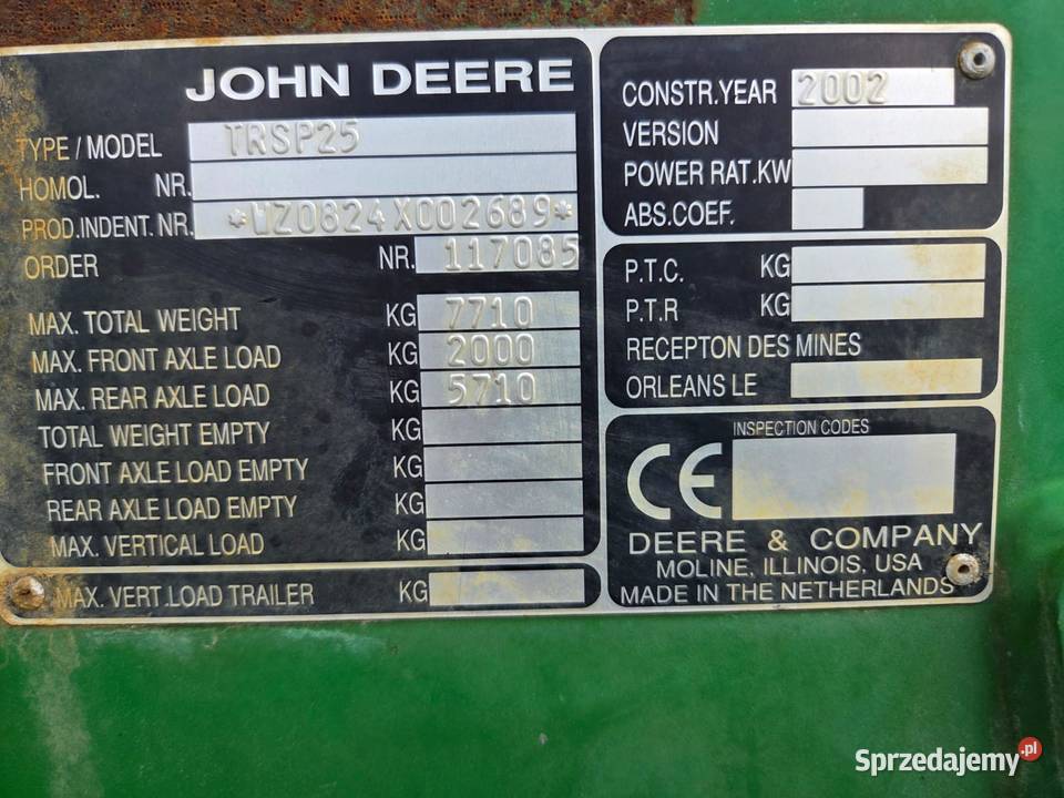 Opryskiwacz John Deere 824 2400 litrów 24 m Gąsewo sprzedam