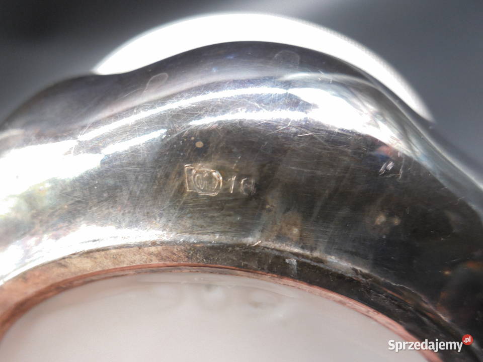 Miseczka porcelanowa białosrebrna Raszków