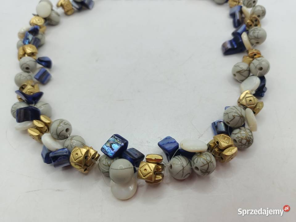 Korale naszyjnik różne elementy w kolorach złota Zamość