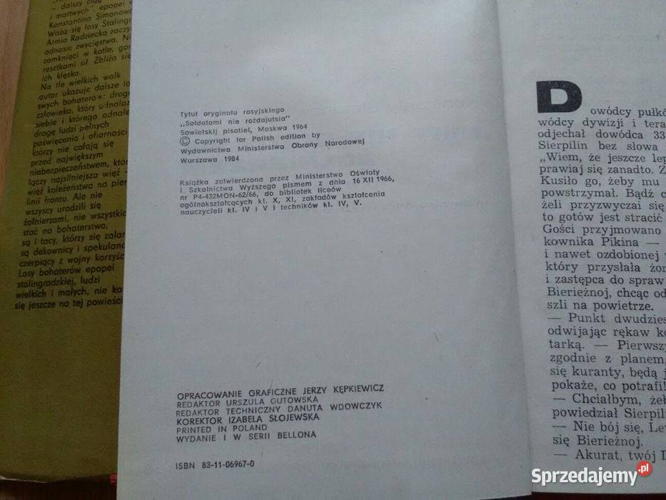 Nikt nie rodzi się żołnierzem książka 1984r