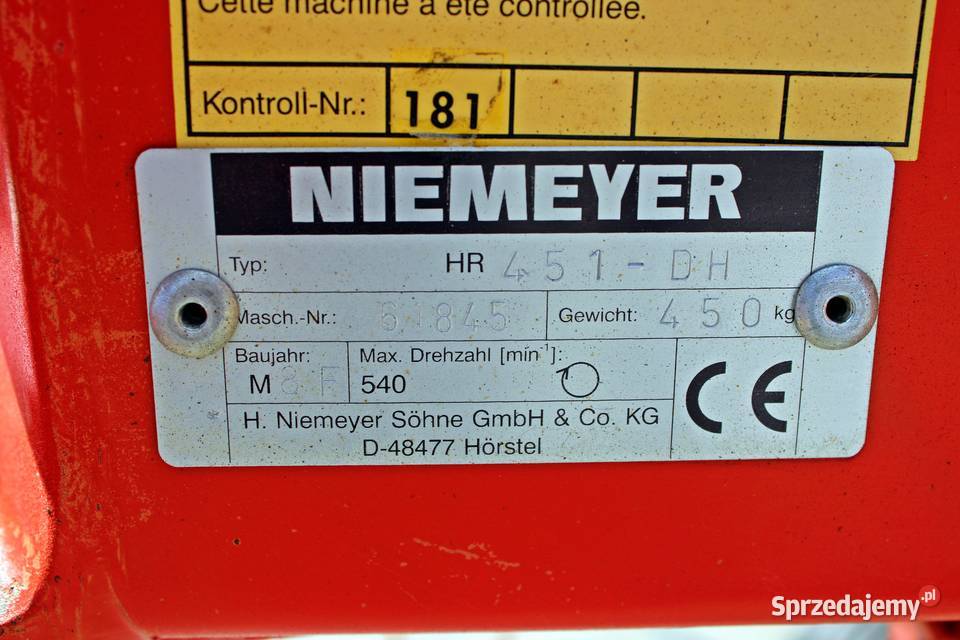 Przegrabiarka 4 Wirnikowa przetrząsarka NIEMEYER nieuszkodzony łódzkie Gorzkowice
