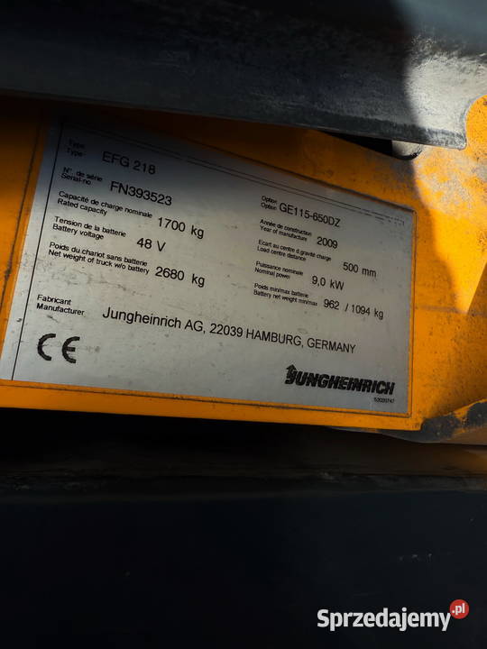 wózek widłowy elektryczny JUNGHEINRCH EFG218 Działoszyn