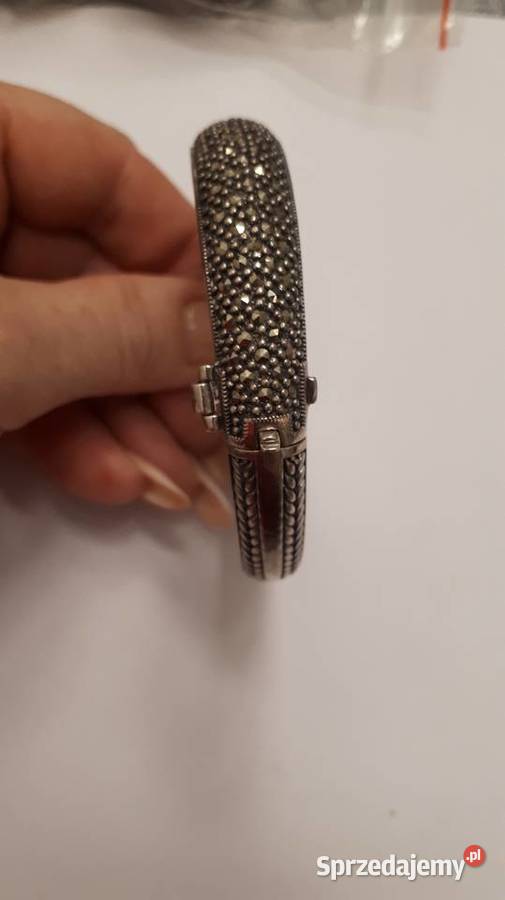 Bransoleta srebrna bangla z markazytami Radom