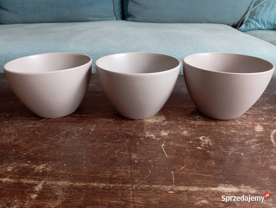 MISKI CERAMICZNE w kolorze szarobeżowym 3 sprzedam