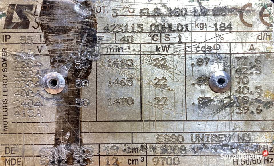 silnik elektryczny 22kW 1465obr 3fazowy Pigża