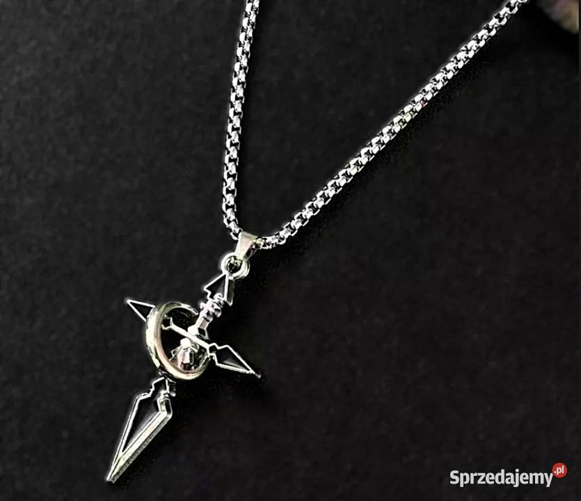 Naszyjnik Krzyżyk Wisiorek Zawieszka z Czarnymi Poraj