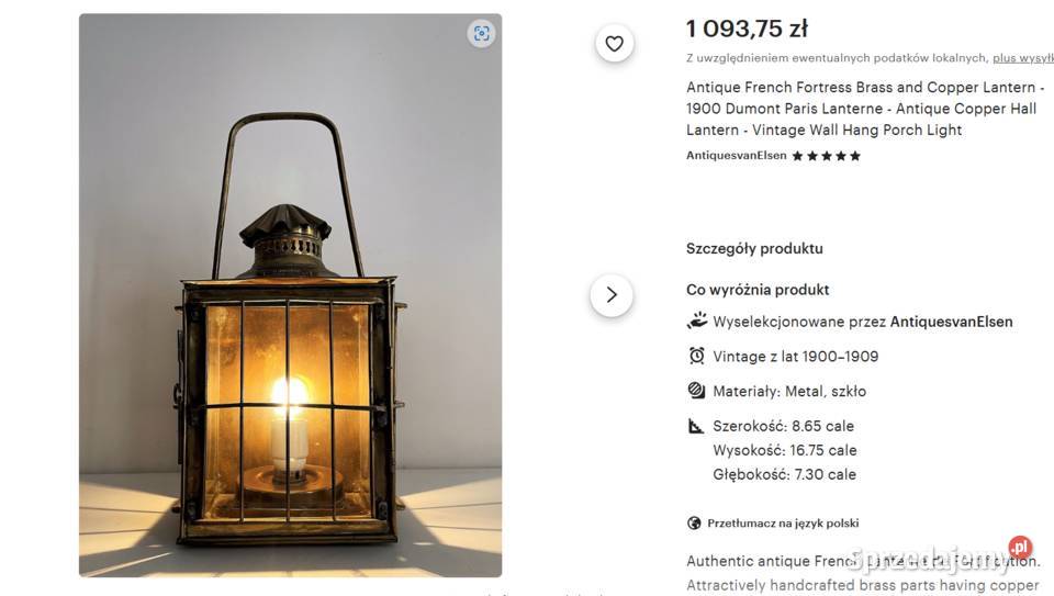Stara duża mosiężna lampa latarnia naftowa sprzedam