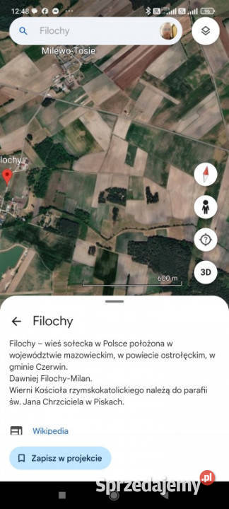 Grunt rolny 3 ha obszar Milewo Tosie Filochy 7zł/m2 Sprzedaż sprzedam