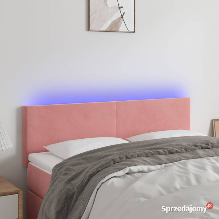 Zagłówek do łóżka z LED różowy 144x5x7888