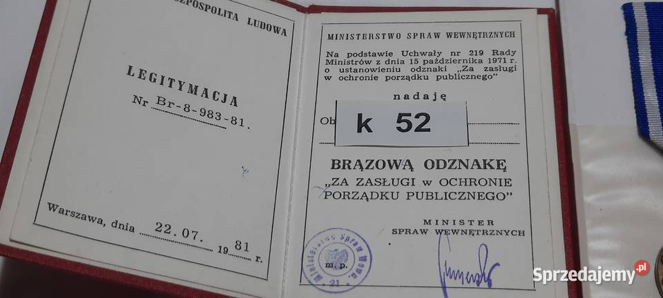 Medal ochronę porządku publicznego k52 Pozostałe Warszawa