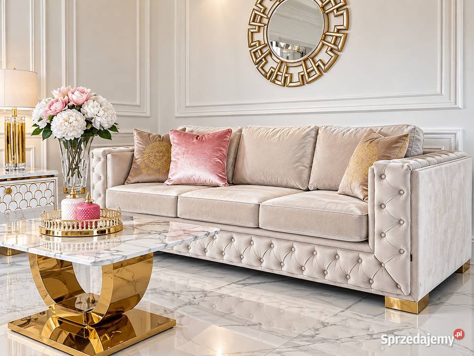 Sofa glamour nowojorska do salonu klasyczna 220cm Warszawa sprzedam