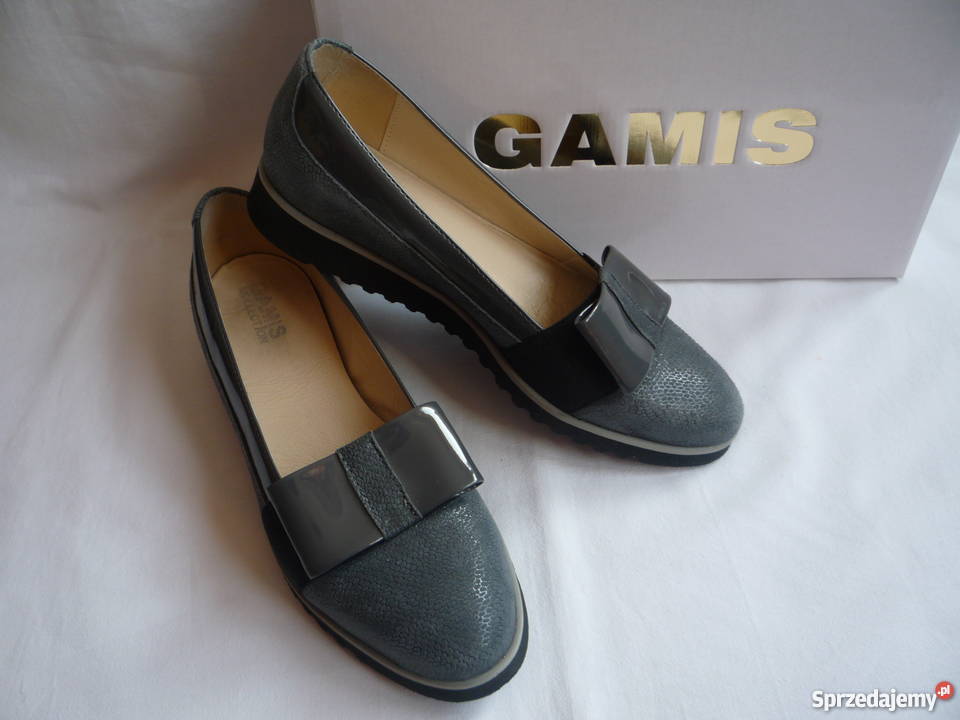 Gamis 38 Półbuty Lordsy Baleriny Skórzane Szare Szczecin