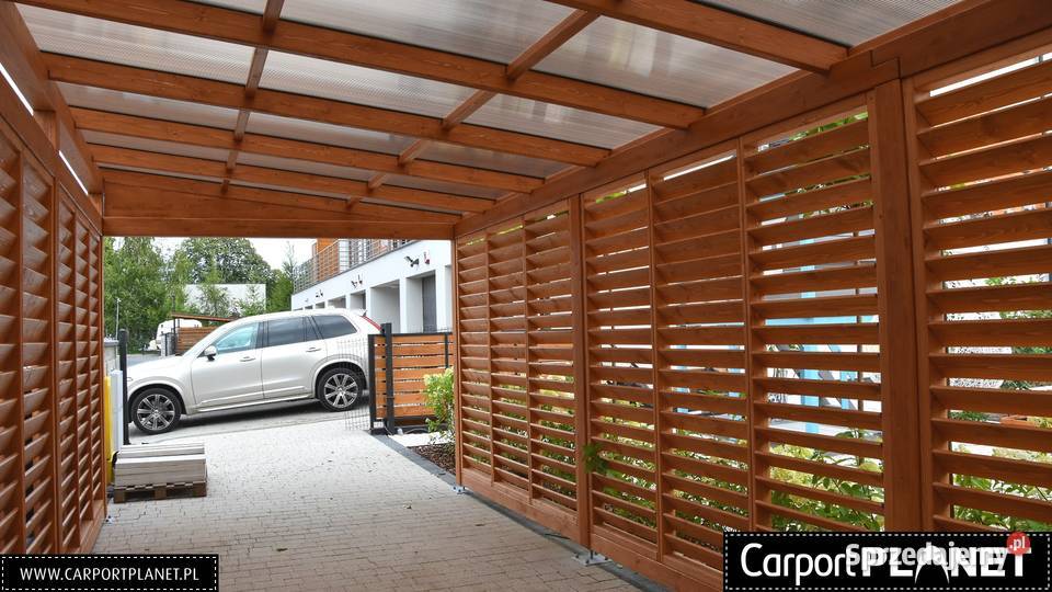 Wiata drewniana carport zadaszenie samochodu Poznań