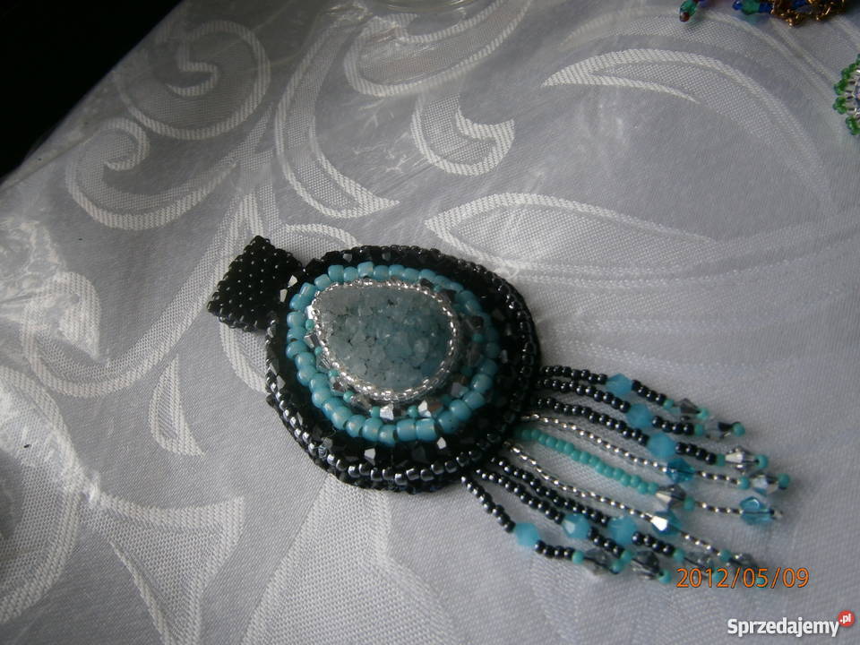 Wisior druza beading niebieski czrny