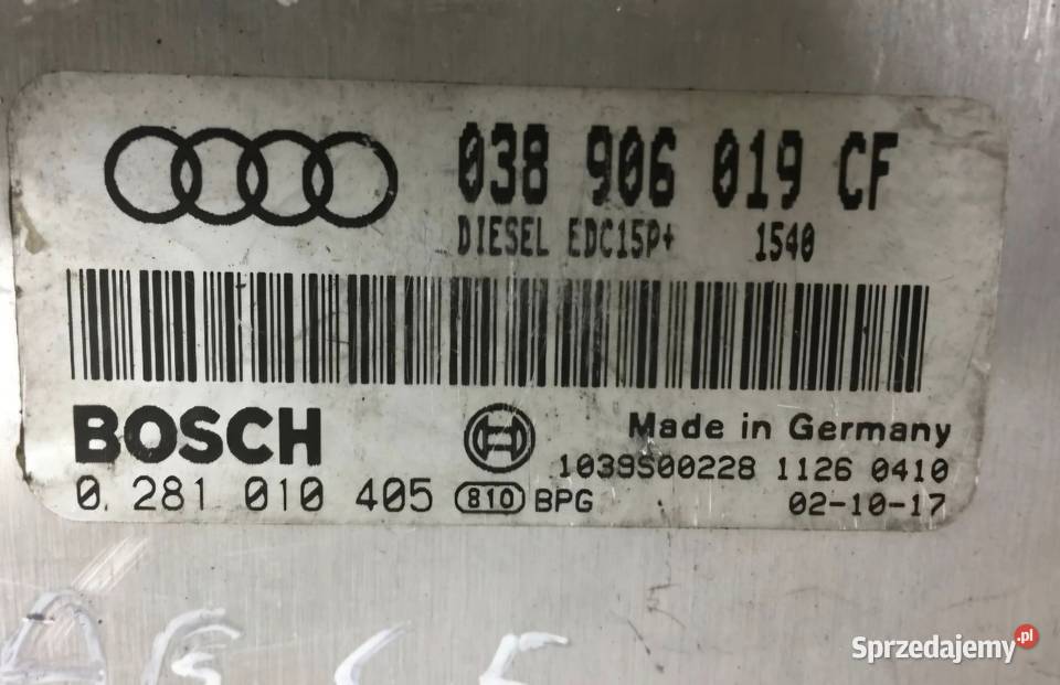 KOMPUTER STEROWNIK SILNIKA AUDI A6 C5 19 TDI AWX Działoszyce