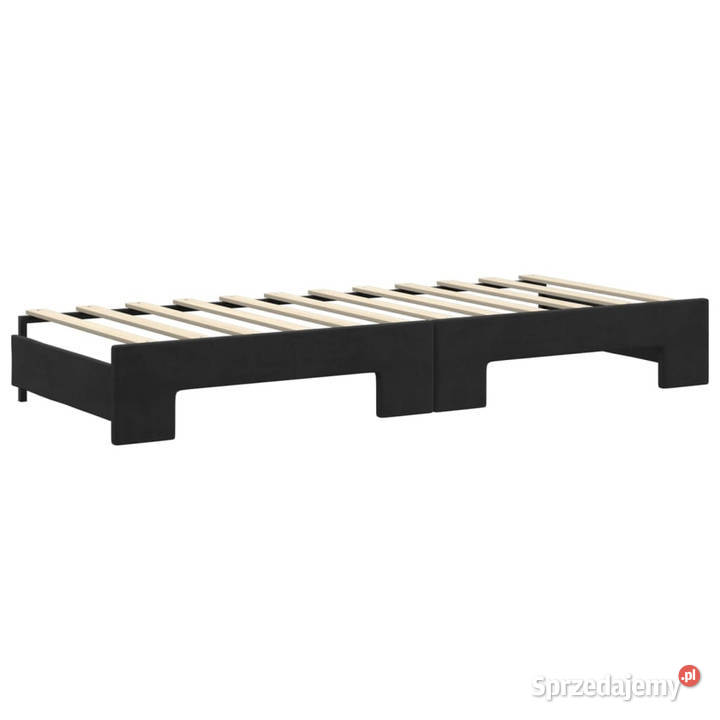 Sofa rozsuwana z materacami czarna aksamit Warszawa