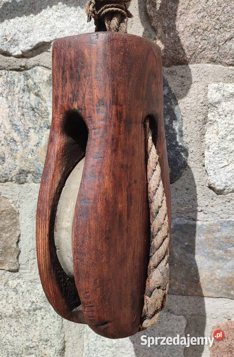 Stary drewniany bloczek z okrętużaglowca Antyki Police