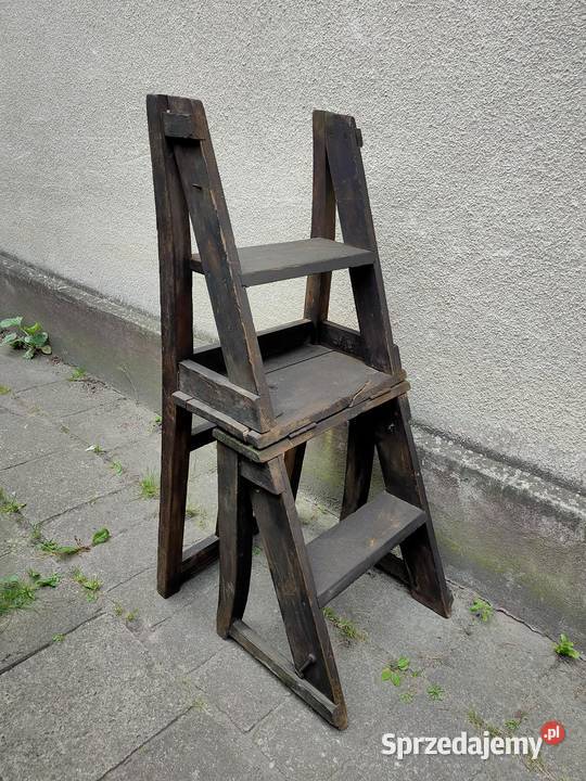 Antyczne krzesło schodki drabinka 788 Kościan