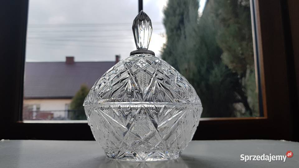 Kryształowa bomboniera 2 kryształ PRL Dąbrowa Górnicza