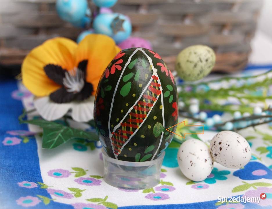 Stara pisanka drewniana ręcznie malowana 6 Lublin