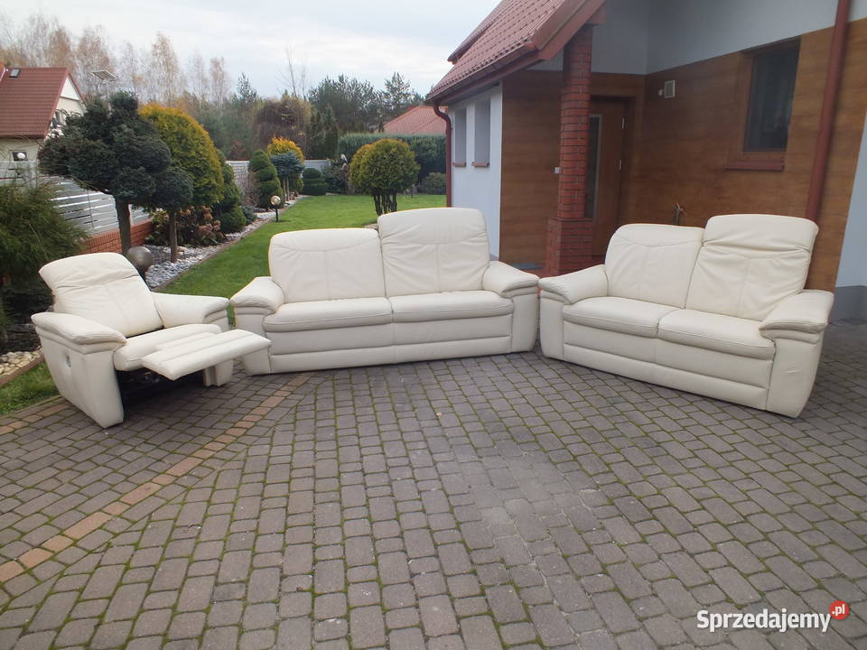 Komplet wypoczynkowy zestawy kanap ze skóry Firlej