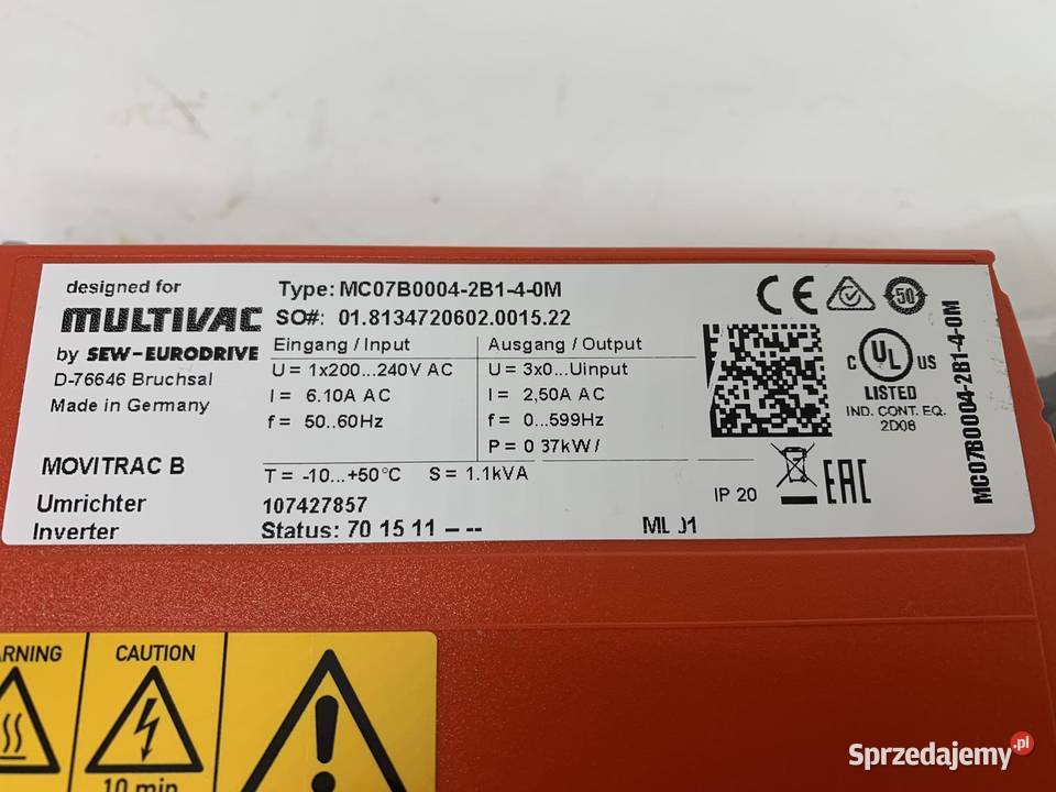 SEW Eurodrive MC07B00042B140M Movitrac B 037kW Pozostałe sprzedam