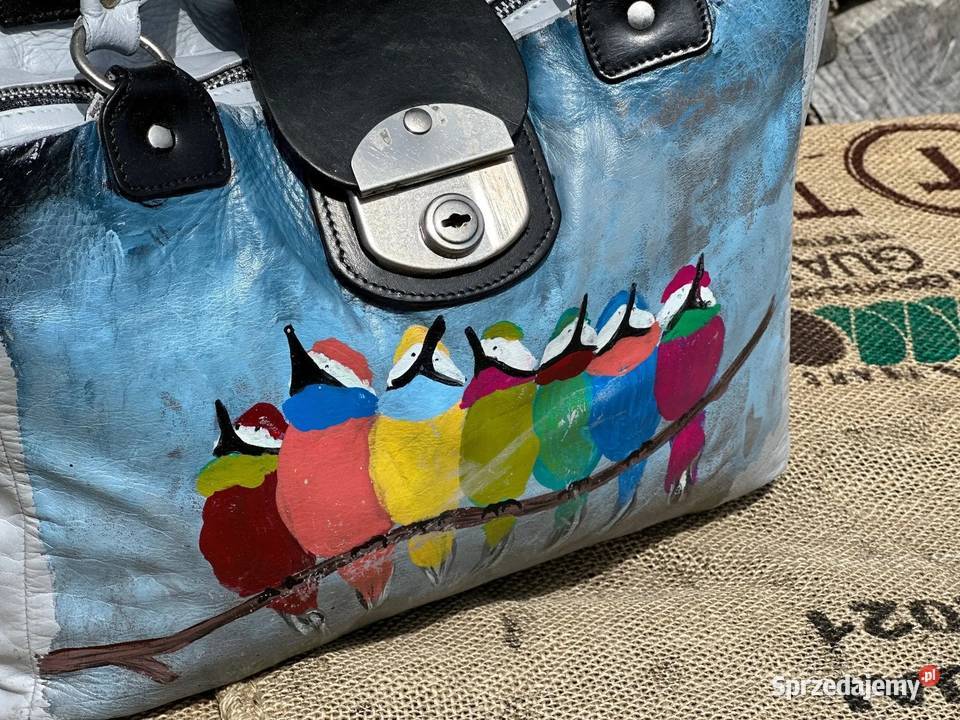 Torebka Do Ręki Ręcznie Malowana Stan Idealny szary/srebrny Torby i torebki Warszawa