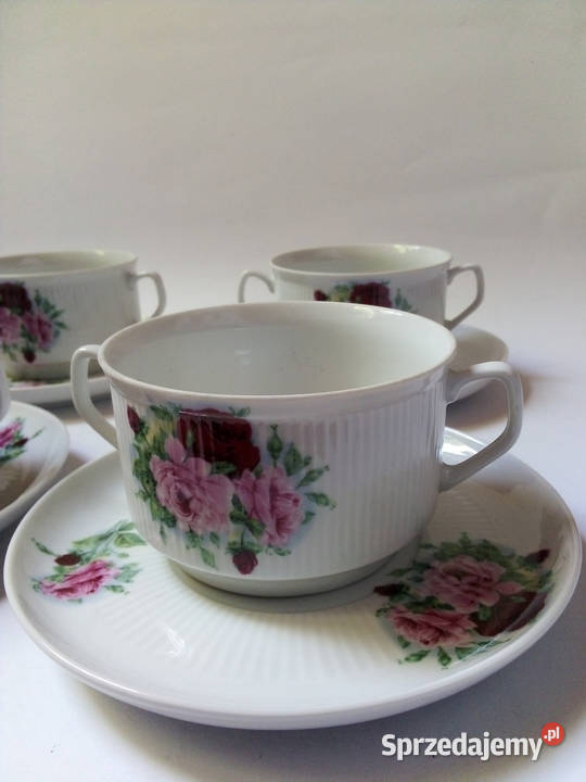 4 bulionówki z talerzykami Chodzież vintage PRL Częstochowa sprzedam