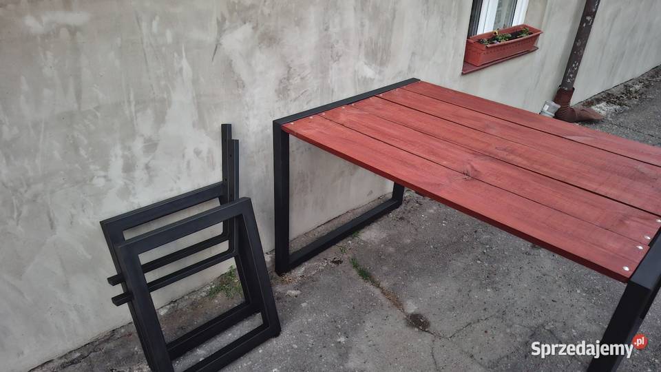 Stół ogrodowy boki ławki metal Giżycko