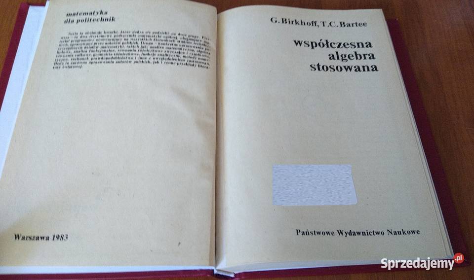 Współczesna algebra stosowana Birkhoff Bartee matematyka, statystyka Gdańsk