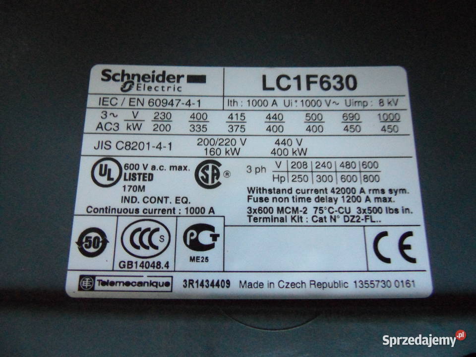 Schneider Lc1F630 stycznik mocy Produkcja warmińsko-mazurskie Olsztyn