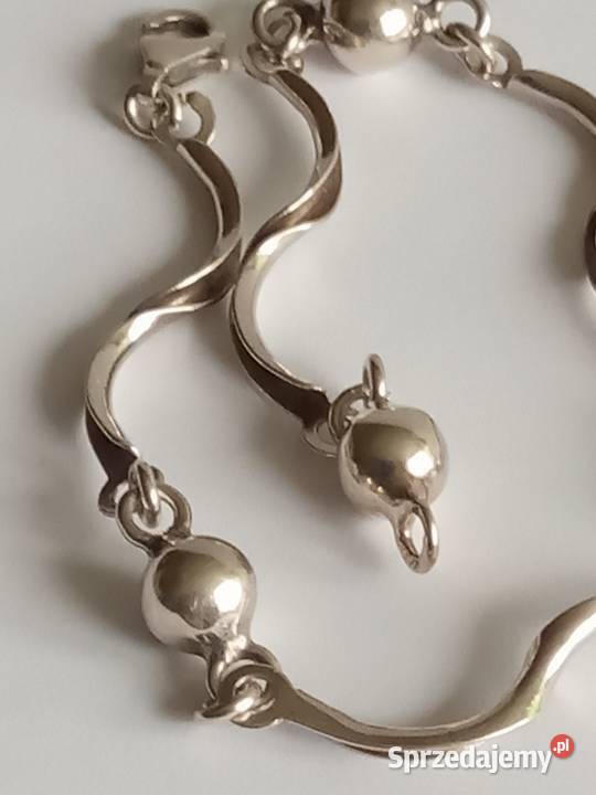 Srebrna śliczna bransoletka z kulkami stary