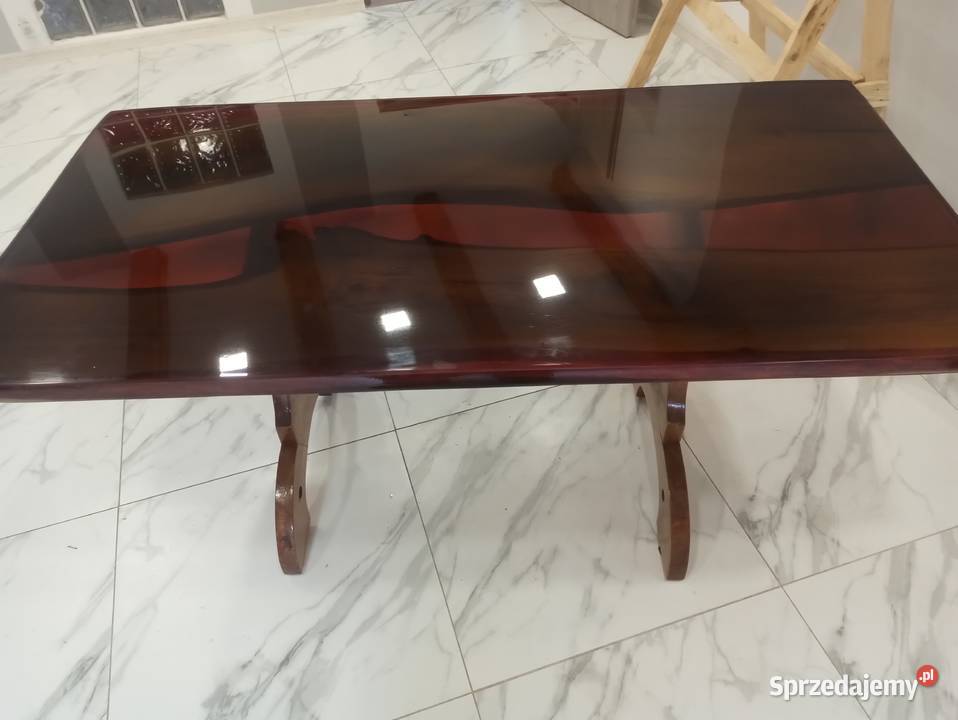 Stuł z litego drewna dąb i żywica epoksydowej 3d 72cm Krąg