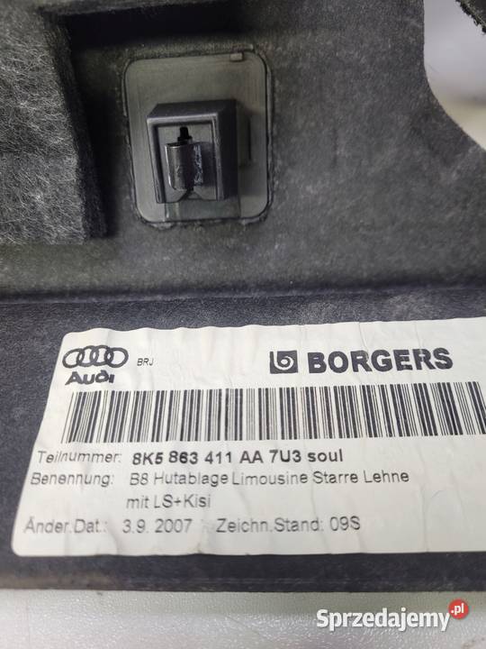 PÓŁKA TYLNA TYŁ AUDI A4 B8 SEDAN 8K5863411AA osobowe