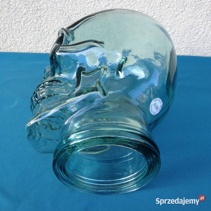 Szklana głowa czaszka grube zielone szkło Warszawa