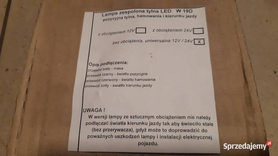 Waś 232W19D lampa tył 12V 24V Oświetlenie