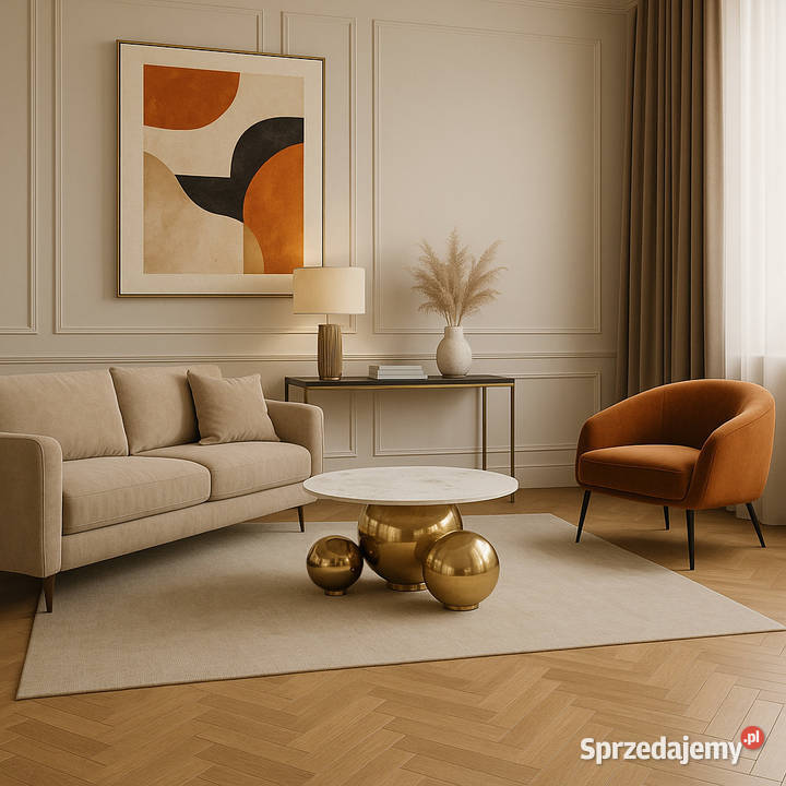 Złoty stolik kawowy Premium Milenio z kamiennym Golkowice sprzedam